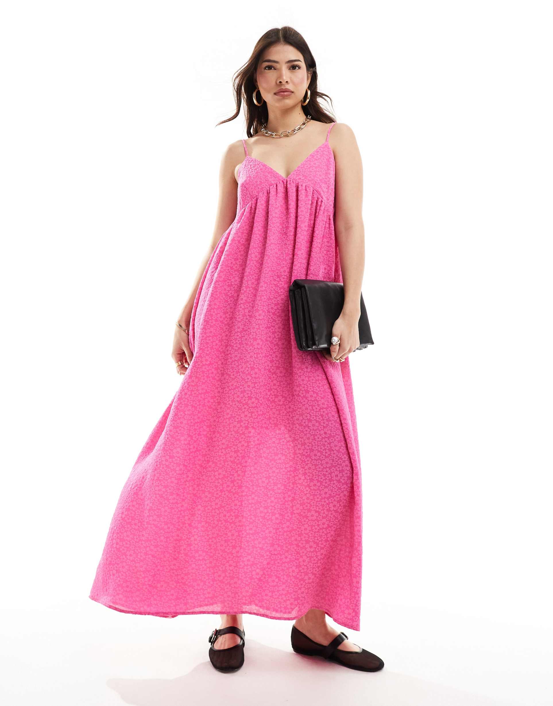 selected femme structured maxi cami dress in pink