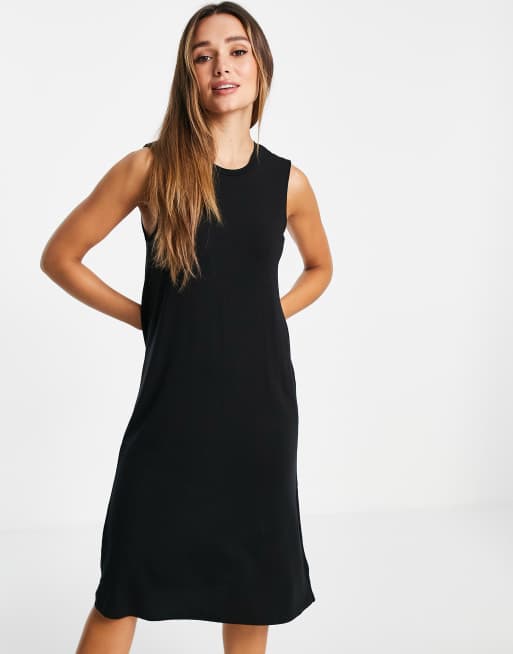 Selected Femme – Svart enkel ärmlös midiklänning i jersey, 4 av 4