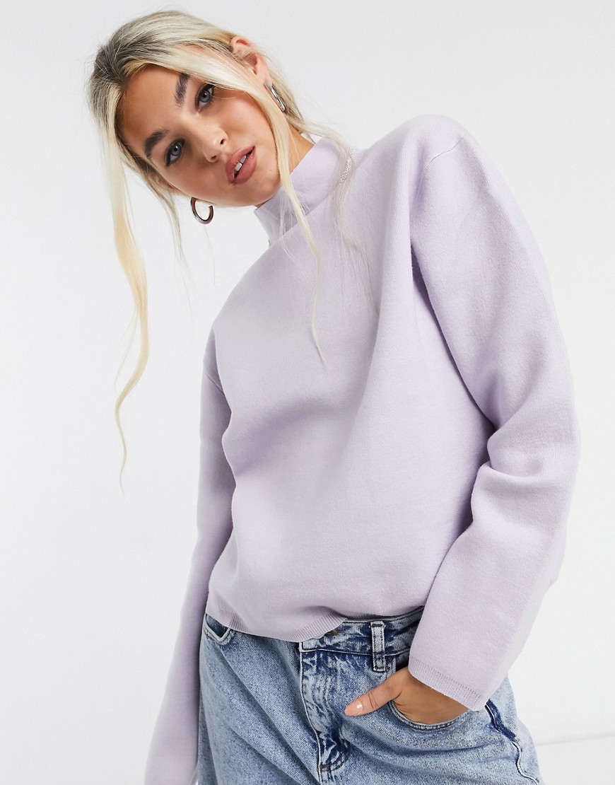 Selected Femme sweater with high neck in lilac-Blues