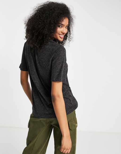 Selected Femme - T-shirt à col en V - Noir chiné - BLACK, 2 de 4