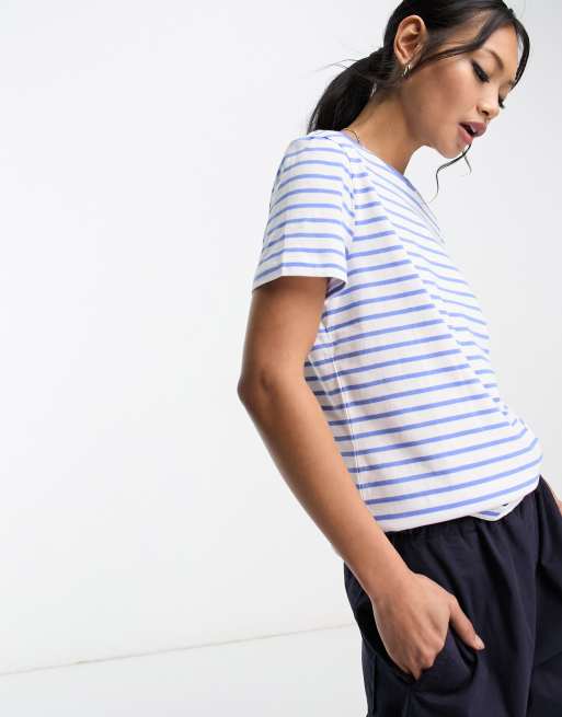 Selected Femme T shirt rayures Bleu