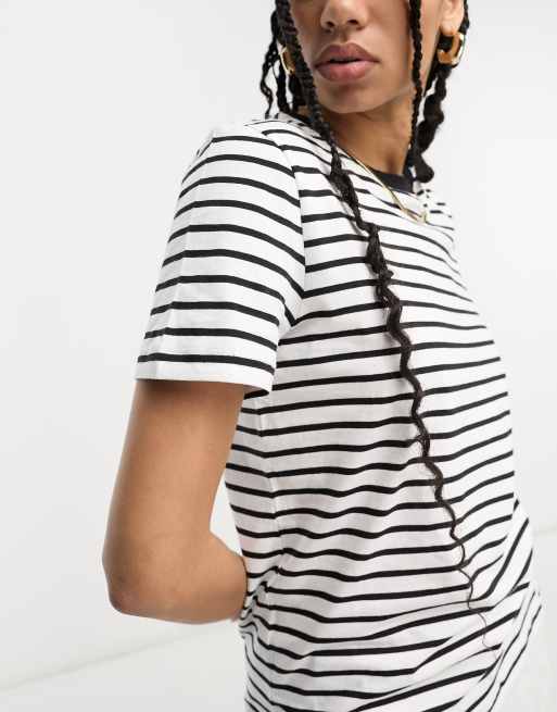 Selected Femme T shirt rayures Noir et blanc