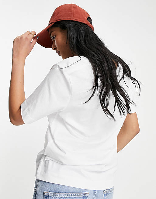 Selected Femme T-shirt col en V blanc style d\u00e9contract\u00e9 Mode Hauts T-shirt col en V 