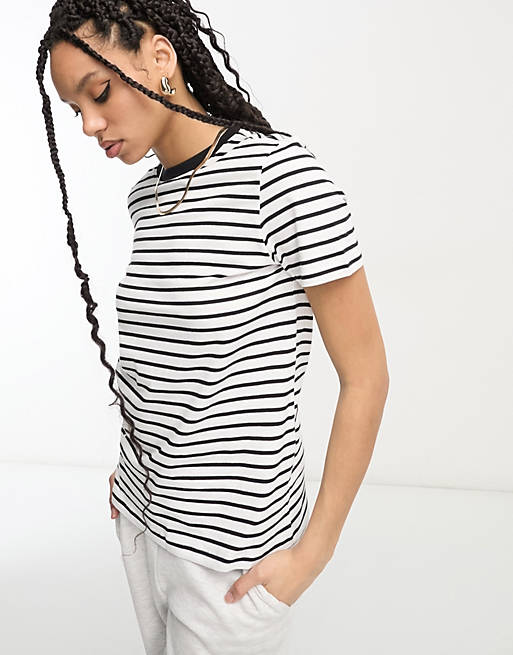 Selected Femme t-shirt black and white stripe ASOS