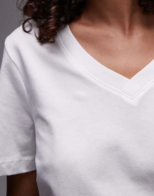 Selected Femme - T-shirt manches courtes à col en V - Blanc, 2 de 4