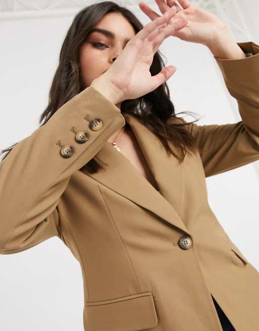 Selected Femme tailored blazer in tan