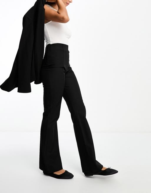 Stradivarius jersey sculpt flare leggings in black