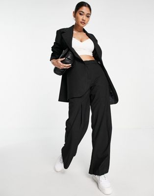 Selected Femme tailored flared suit trouser co-ord in black