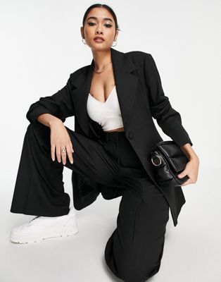 Selected Femme tailored longline suit blazer co-ord in black