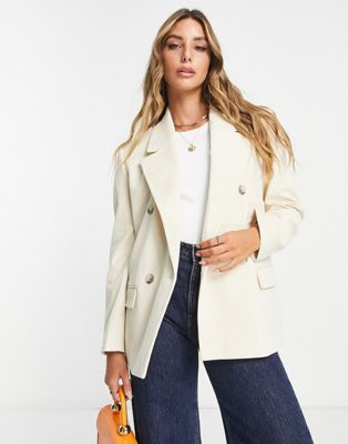 Selected Femme tailored oversized cord suit blazer co-ord in winter white