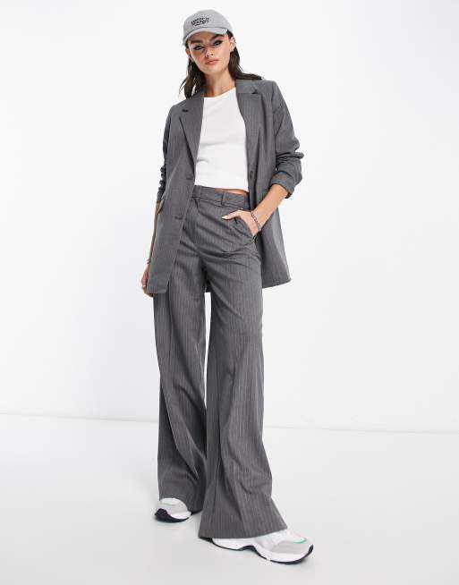 Selected Femme tailored pinstripe suit blazer co ord in grey