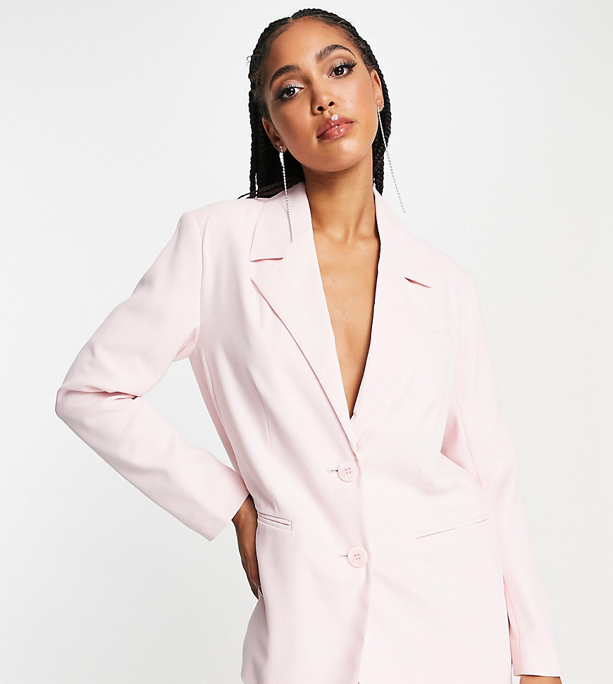 Selected Femme tailored soft suit blazer in pink