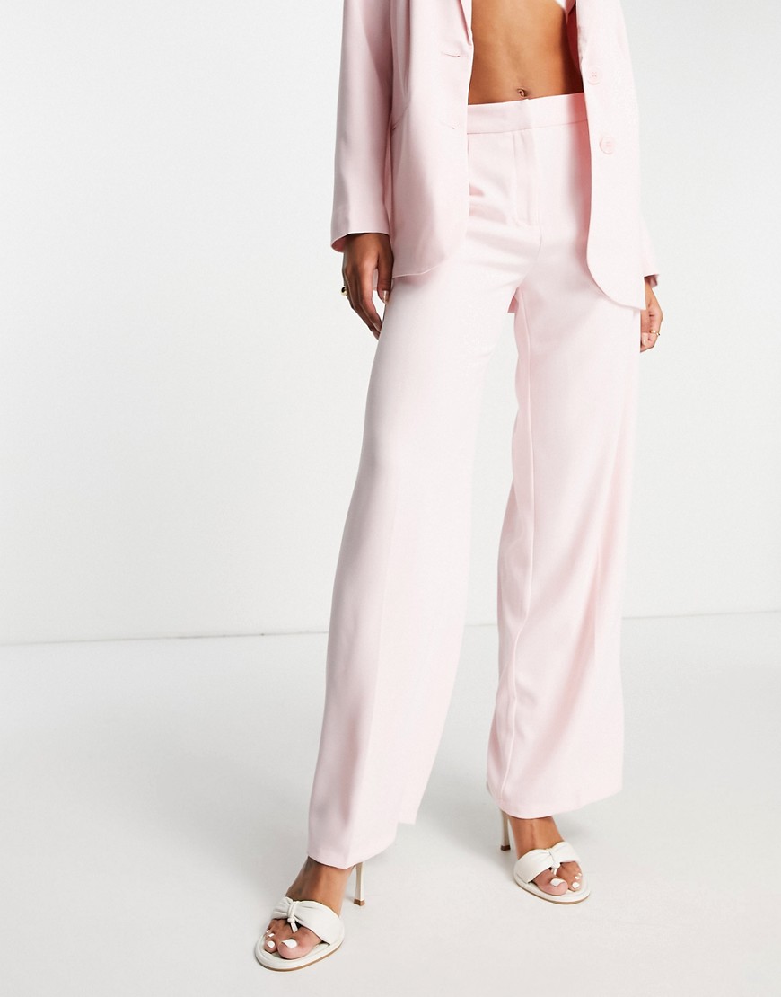 Selected Femme tailored soft wide leg trousers in pink
