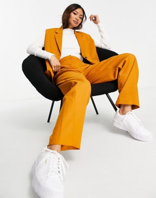 Selected Femme tailored suit trouser co-ord in orange - ORANGE - ASOS Price Checker