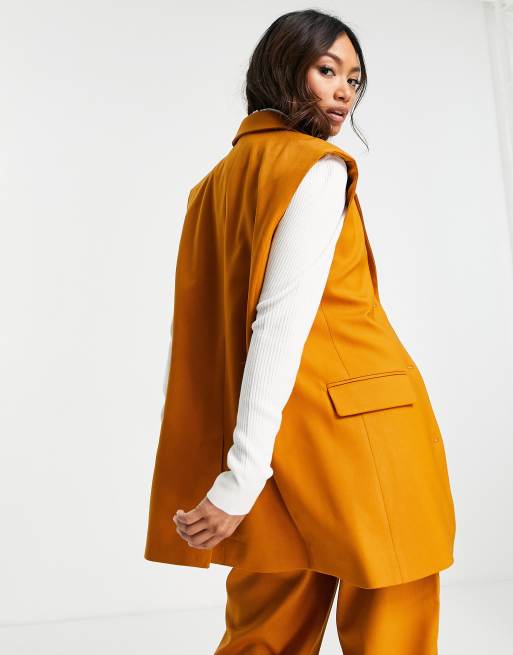 Selected Femme tailored suit vest in orange - ORANGE - part of a set