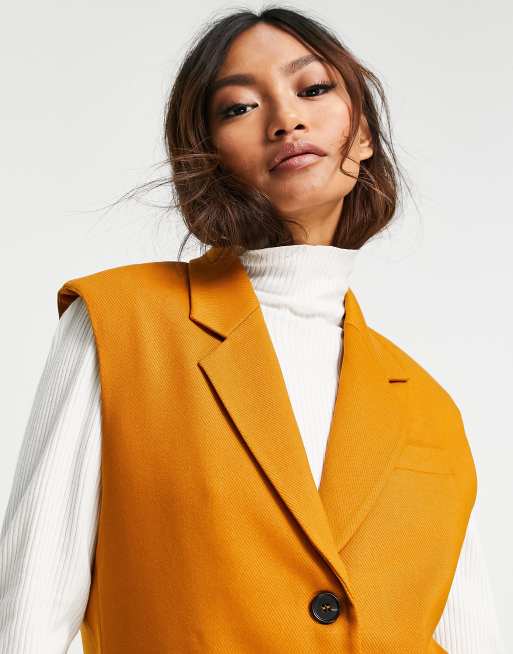 Selected Femme tailored suit vest in orange - ORANGE - part of a set