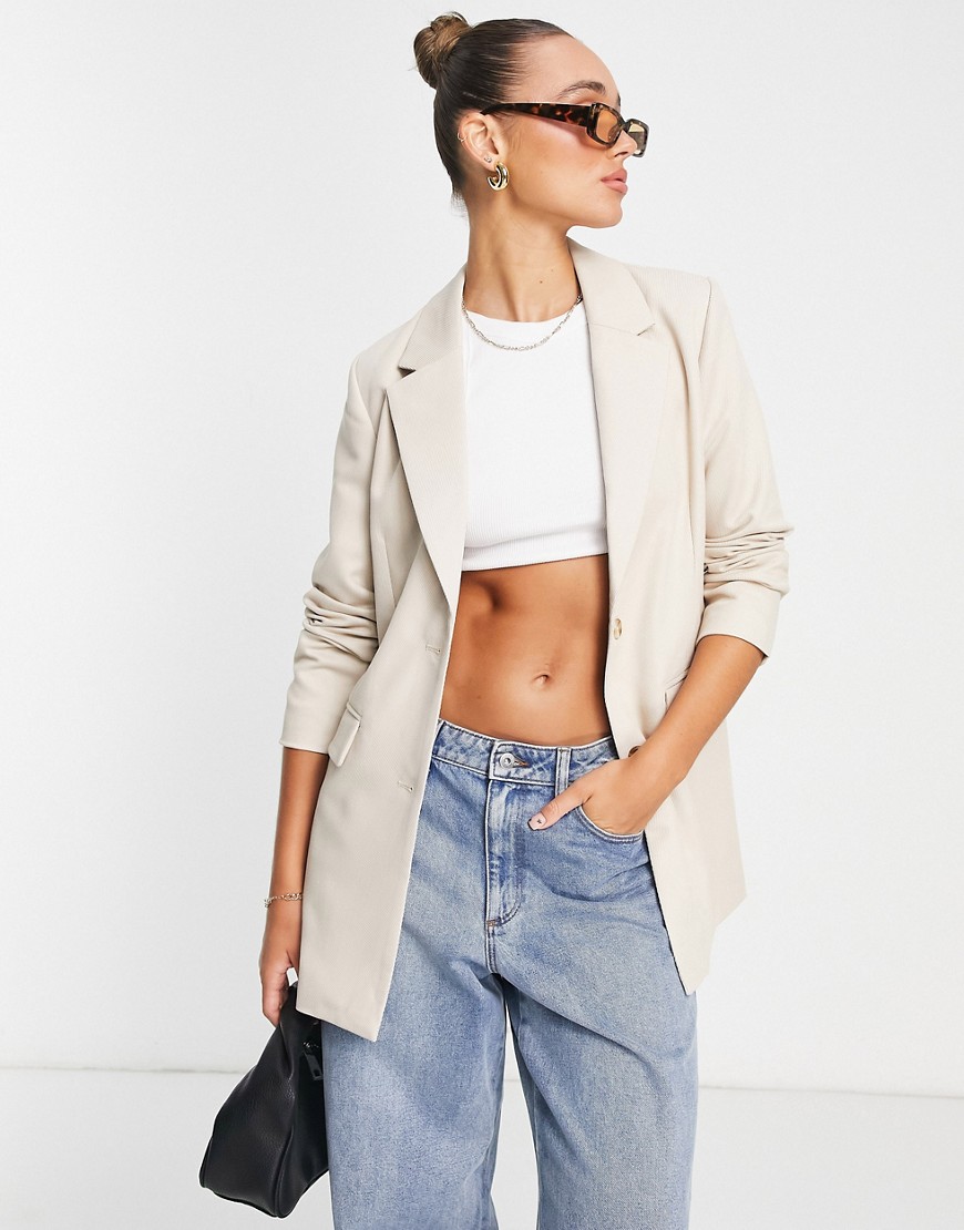 Selected Femme tailored twill suit blazer in cream-White