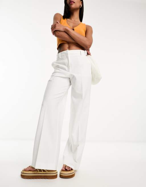 Selected Femme tailored wide leg stretch pants in white | ASOS