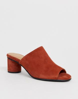 Selected Femme tan suede mule with round heel