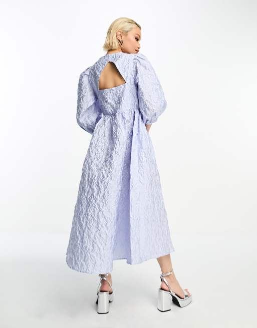 Selected Femme textured jacquard midi dress with square neck