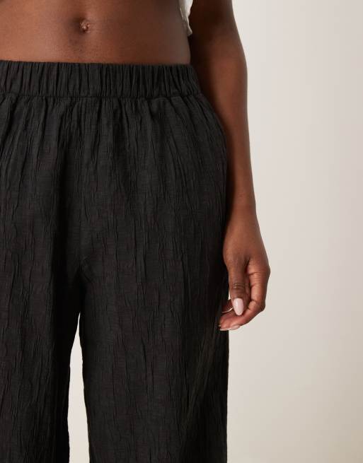 Selected Femme textured pattern loose fit pants in black