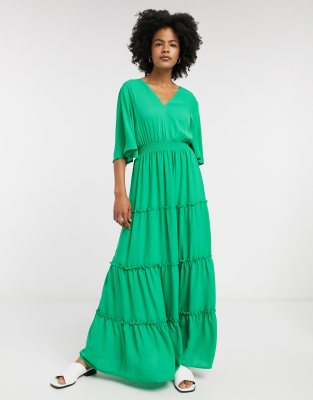 Selected Femme tiered maxi dress in green | ASOS