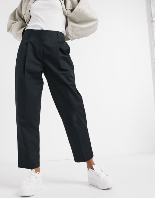 Selected Femme trousers with tapered leg in black