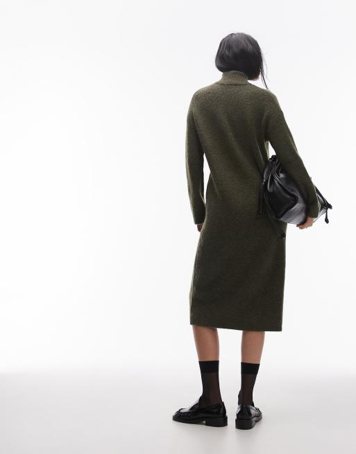 Selected Femme turtle neck knit dress in green