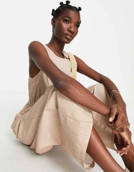 Selected Femme - Tuta jumpsuit a fondo ampio in cotone a righe - MULTI, 2 di 4