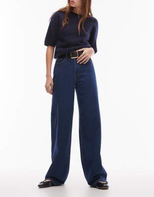 Selected Femme - Weite Jeans in Dunkelblau