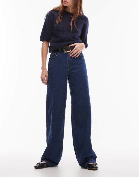 Selected Femme Wide fit jeans in dark blue - view 1