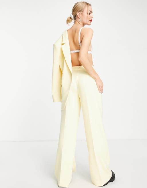 Selected Femme wide leg pants in yellow (Part of a set)