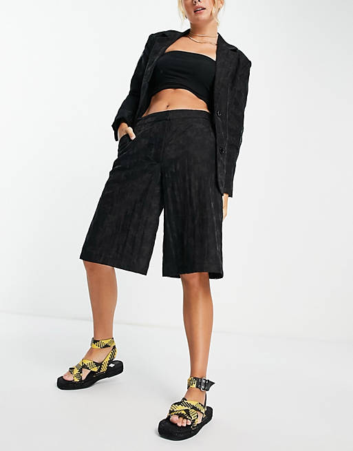 Selected Femme wide leg shorts co-ord in black