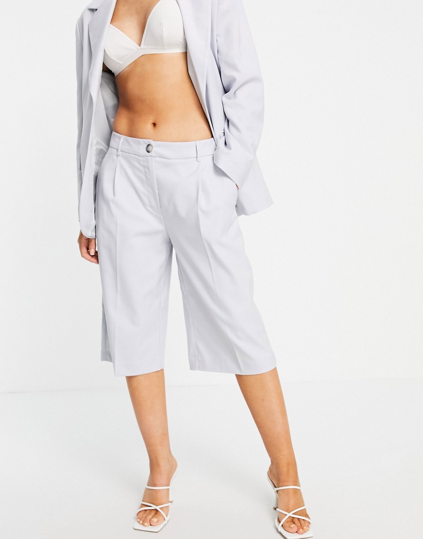 Selected Femme wide leg shorts in light gray - part of a set-Grey