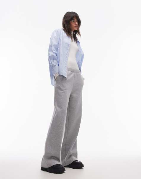 Selected Femme wide leg trackies in grey melange - view 1