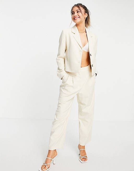 Selected Femme wide leg trouser co-ord in cream