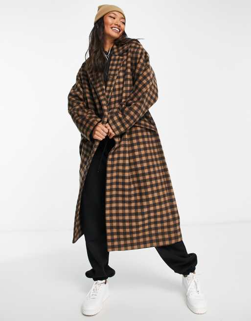 Selected femme check 2025 wool wrap coat