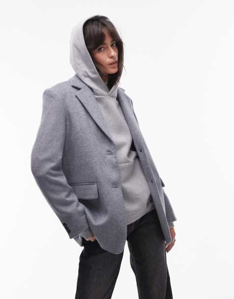 Selected Femme wool mix blazer in gray - view 1