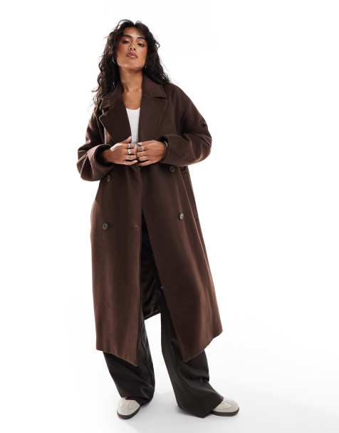 Selected Femme wool overcoat in brown - view 1