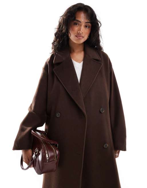 Brown Wool Manteau Laine Oversize Selected Femme Wool Overcoat In