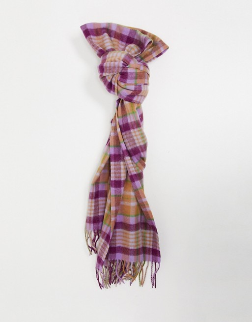 Selected Femme wool scarf in purple check