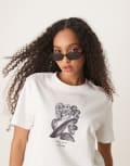 [Selected] Selected Femme x Nous Vous boxy t-shirt in white with chest print 34 Snow White