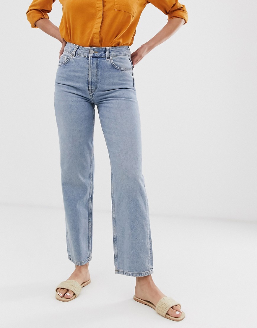 Selected Femme straight jeans i mid blue-Blå