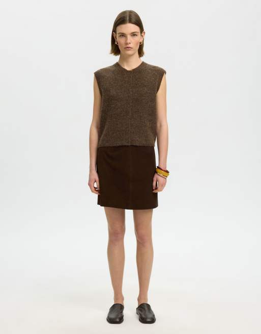 Selected - Gebreid hemdje in bruin, 3 van 6