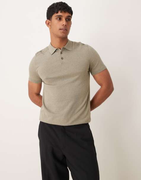Selected - Gebreid poloshirt in bruin - view 1