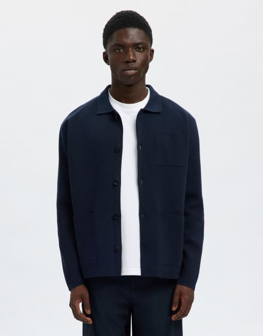 Selected - Gebreid vest in 'sky captain'