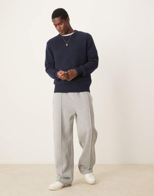 Selected - Gebreide oversized trui met ronde hals in marineblauw, 4 van 4