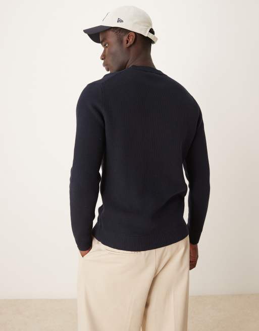 Selected - Gebreide trui van 100% met ronde hals in marineblauw , 3 van 4