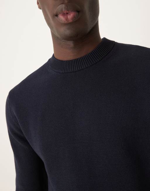 Selected - Gebreide trui van 100% met ronde hals in marineblauw , 4 van 4