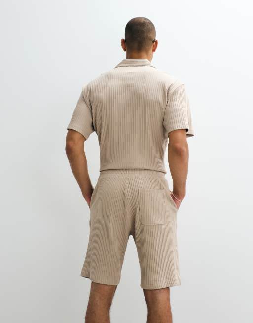 Selected – Gerippte Shorts in Beige, Kombiteil, 2 von 5